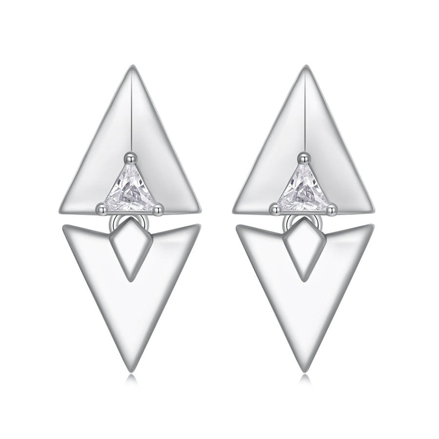 925 Sterling Silver Earrings with White Gold Plating and CZ