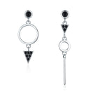 925 Sterling Silver Oxidized Pavé Setting CZ Earrings