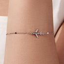 925 Sterling Silver White Gold Plated 16+5cm Bracelet with CZ Pendant for Women