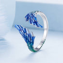 925 Sterling Silver Enamel Ring Size 9.0 for Women
