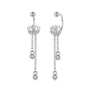 925 Sterling Silver Earrings with Pavé CZ in White Gold Plating - 3.1 x 0.7 cm for Women
