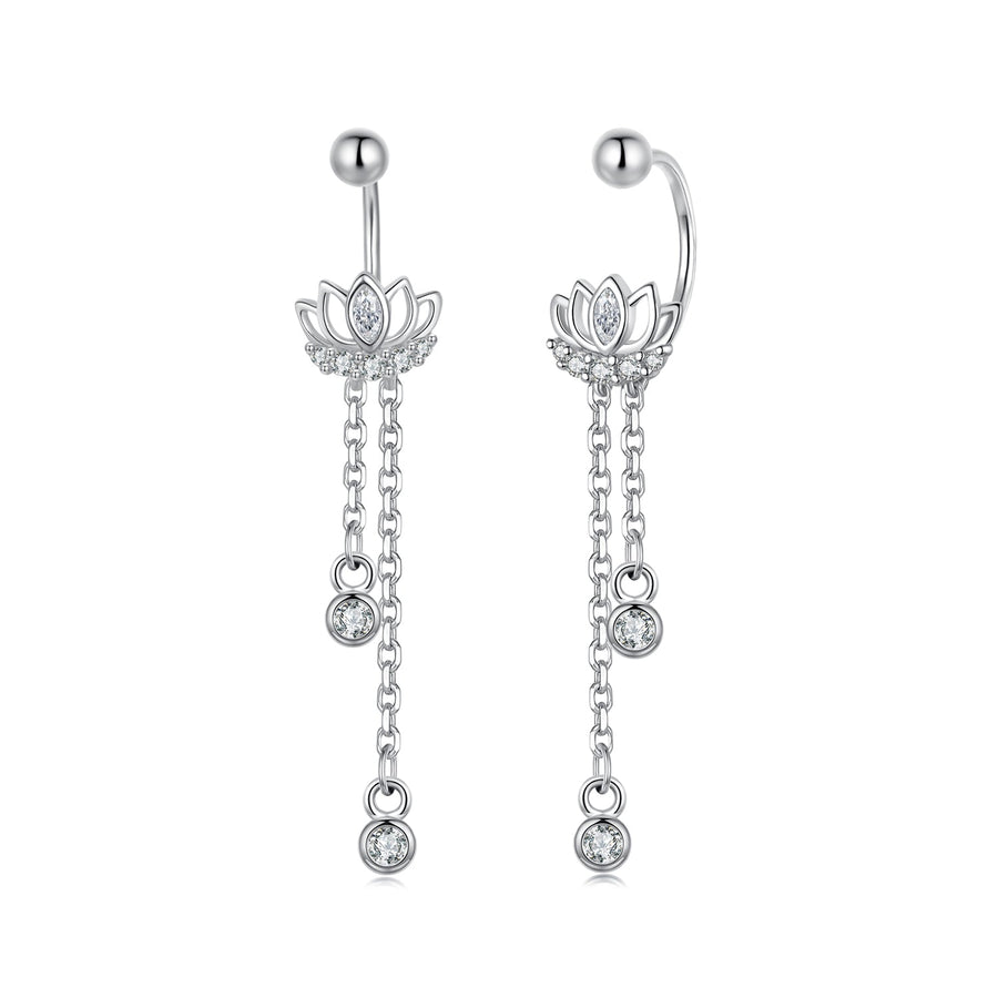 925 Sterling Silver Earrings with Pavé CZ in White Gold Plating - 3.1 x 0.7 cm for Women