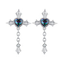 925 Sterling Silver Earrings with CZ and Glass, 24x13mm for Women