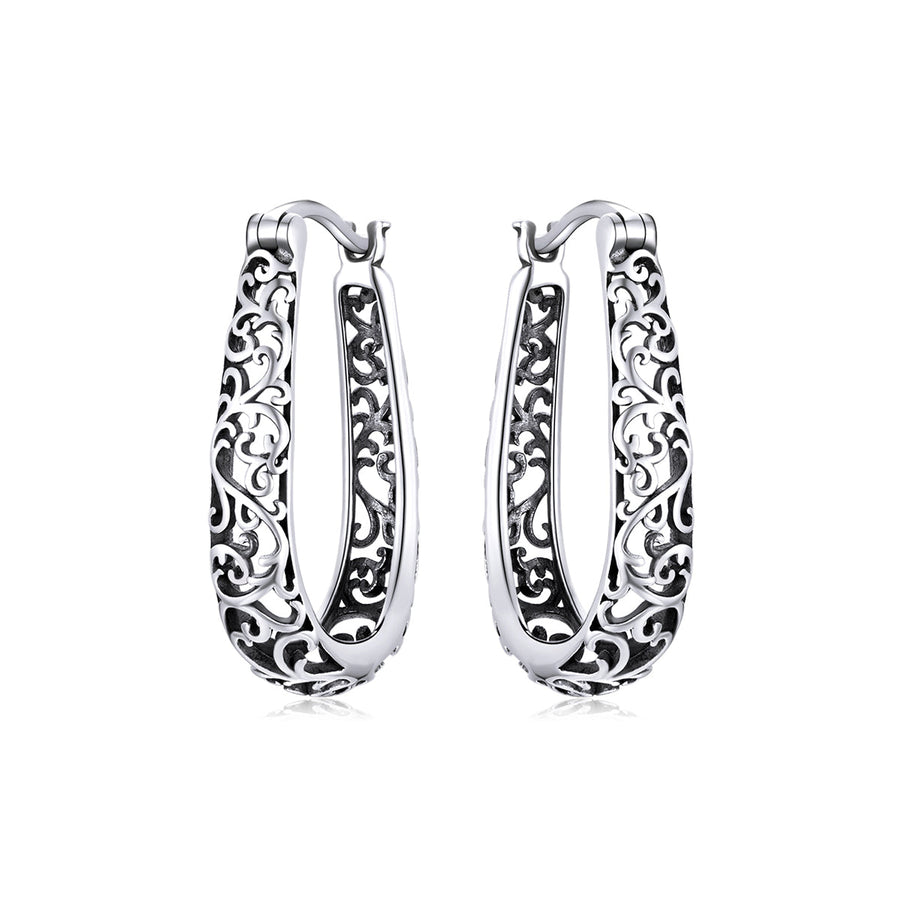925 Sterling Silver Earrings 2.3*0.4cm Oxidized Silver for Women