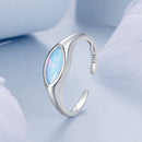 925 Sterling Silver White Gold Plated 1.9mm Transparent Glass Ring