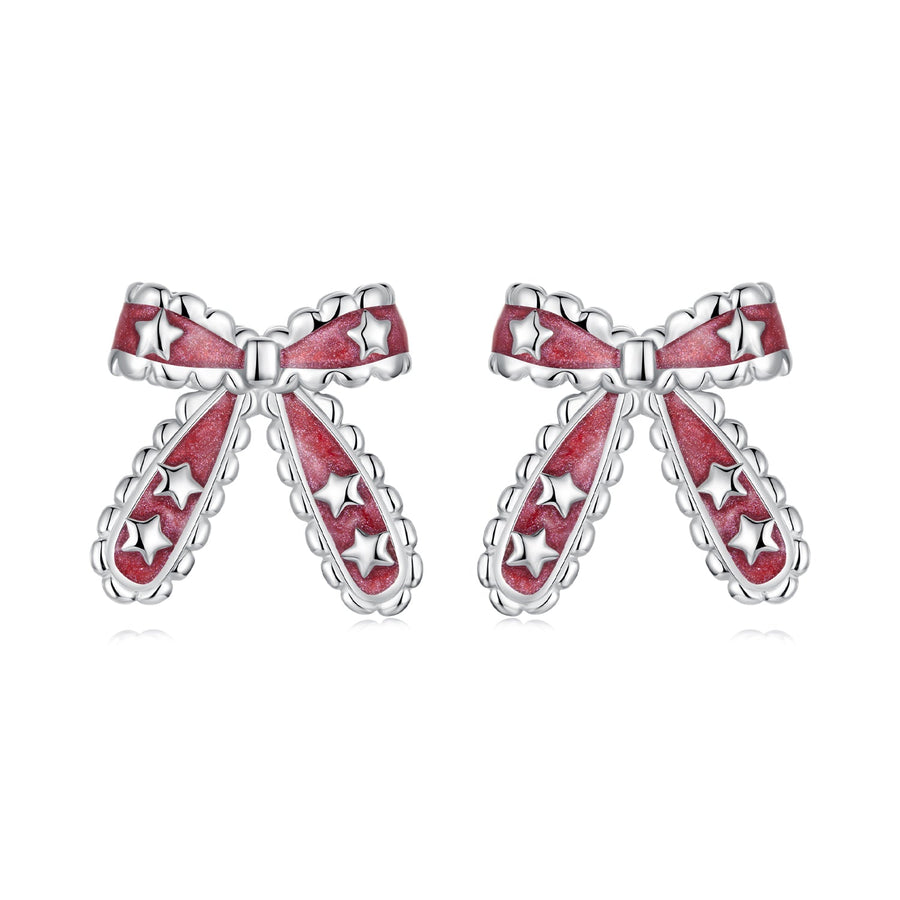925 Sterling Silver Earrings with Enamel Process in White Gold Plating for Women
