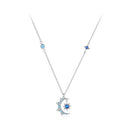 925 Sterling Silver Necklace with Pavé Setting CZ and Spinel Pendant