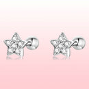 925 Sterling Silver Earrings with Pavé Setting CZ and Platinum Plating - 0.5cm for Women