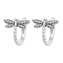 925 Sterling Silver Earrings with Pavé Setting CZ, Oxidized Finish, 1.3cm for Women