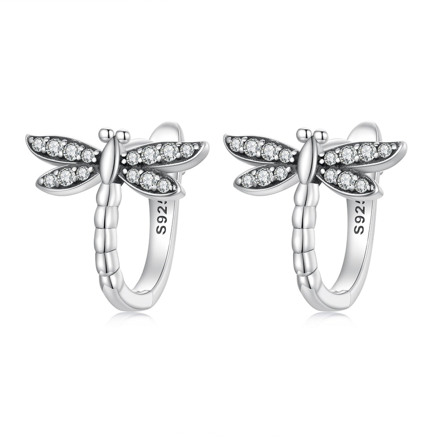 925 Sterling Silver Earrings with Pavé Setting CZ, Oxidized Finish, 1.3cm for Women
