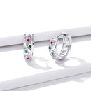 925 Sterling Silver Earrings with Pavé Setting CZ, 1.2*0.5cm, for Women