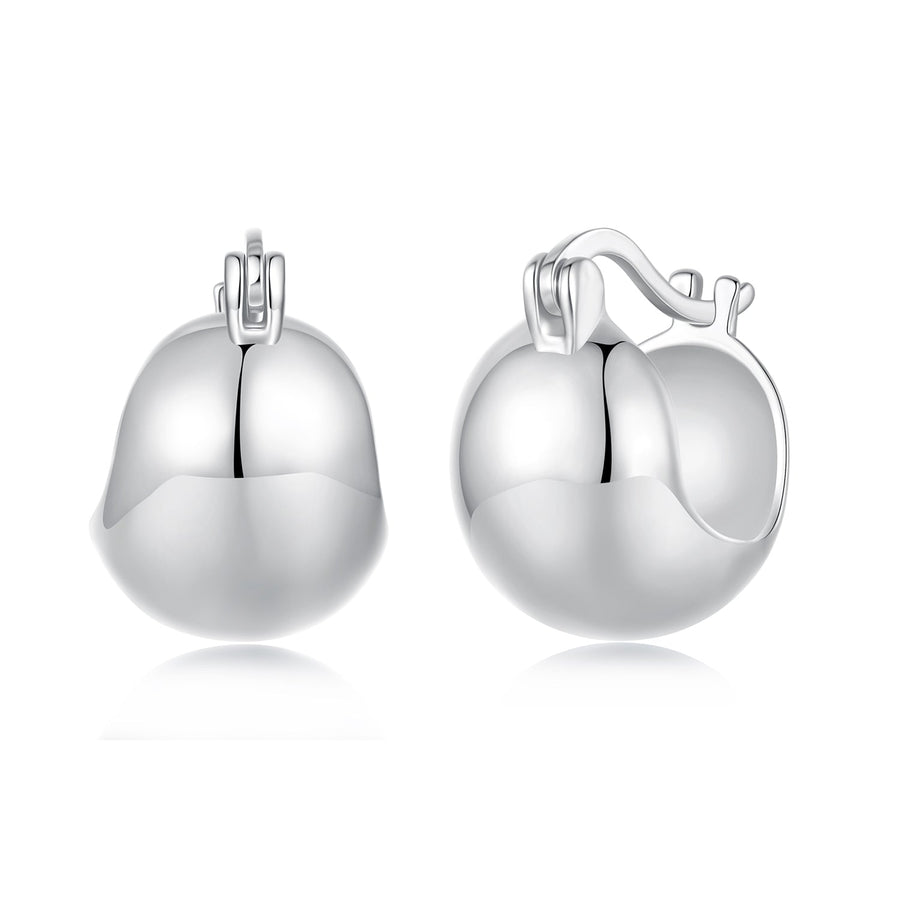 925 Sterling Silver Plated White Gold Earrings 1.4 x 1.0 cm for Women