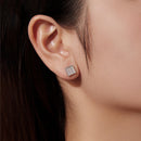 925 Sterling Silver 0.8cm Pavé Setting CZ White Gold Plated Earrings for Women