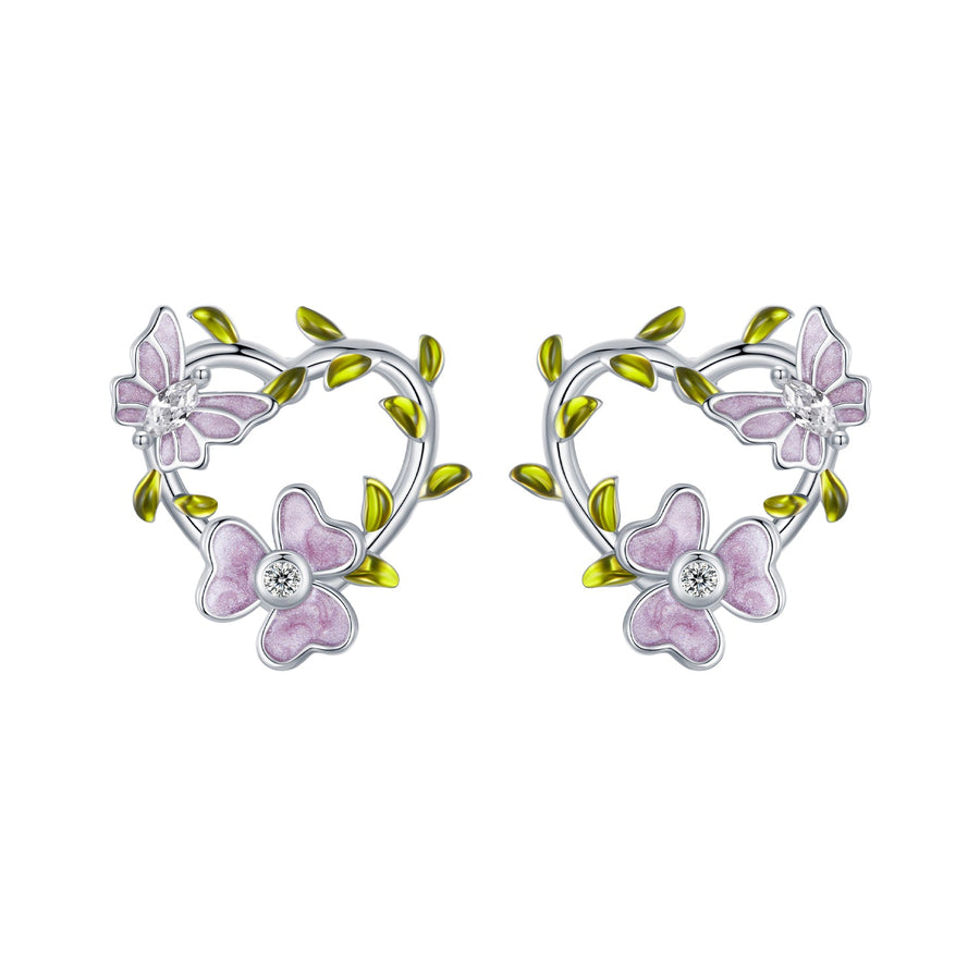 925 Sterling Silver Enamel CZ Plated Earrings