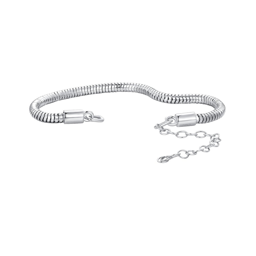 925 Sterling Silver Plated Platinum 140mm Chain Thickness 3mm Bracelet for Women