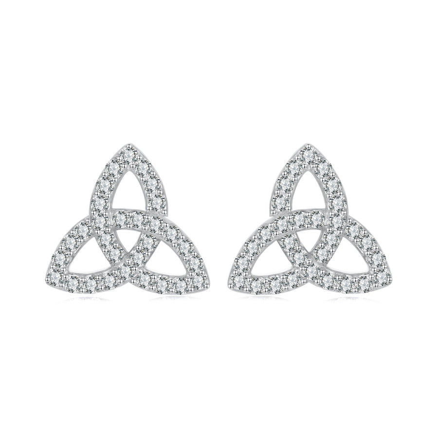 925 Sterling Silver White Gold Plated Pavé CZ Earrings