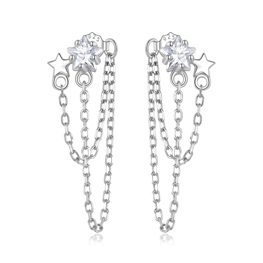S925 Sterling Silver Pavé CZ Earrings, 0.9cm for Women