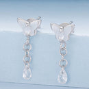 925 Sterling Silver & Brass Earrings with White Gold Plating, 2.0x0.8cm for Women