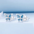S925 Sterling Silver Earrings with Enamel Process, 6*8mm, Plated Platinum for Women