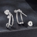 925 Sterling Silver Moissanite Earrings for Women - 1.4x0.5cm, Pavé Setting