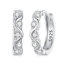925 Sterling Silver Earrings with Platinum Plating and CZ - Stylish and Elegant Design for Women