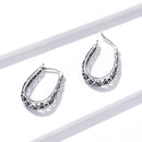 925 Sterling Silver Earrings 2.3*0.4cm Oxidized Silver for Women