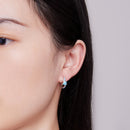 925 Sterling Silver Enamel CZ Earrings 14x6mm for Women