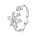925 Sterling Silver Ring with White Gold Plating and CZ for Women