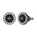 925 Sterling Silver Black Gold Plated Pavé CZ Earrings with Enamel for Women