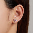 925 Sterling Silver Oxidized Pavé Setting CZ Earrings