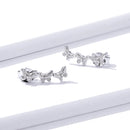 925 Sterling Silver Earrings - 1.4x0.5 cm - Platinum Plated for Women