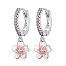 925 Sterling Silver Earrings with CZ and Enamel, 2.2x0.8m, for Women