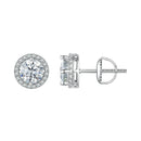 925 Sterling Silver Moissanite 1 Carat Earrings in 10mm Pavé Setting for Women