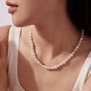925 Sterling Silver White Gold Plated Necklace with Synthetic Pearls for Women
