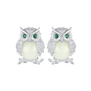 925 Sterling Silver Plated Platinum Luminous Stone Earrings 10*8mm for Women