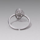 925 Sterling Silver Ring with Transparent Glass and CZ, 0.15cm Width, for Women