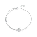 925 Sterling Silver White Gold Plated Bracelet with CZ Pendant 200mm for Women