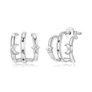 925 Sterling Silver Earrings with Pavé Setting CZ - Oxidized Silver, 1.1cm for Women