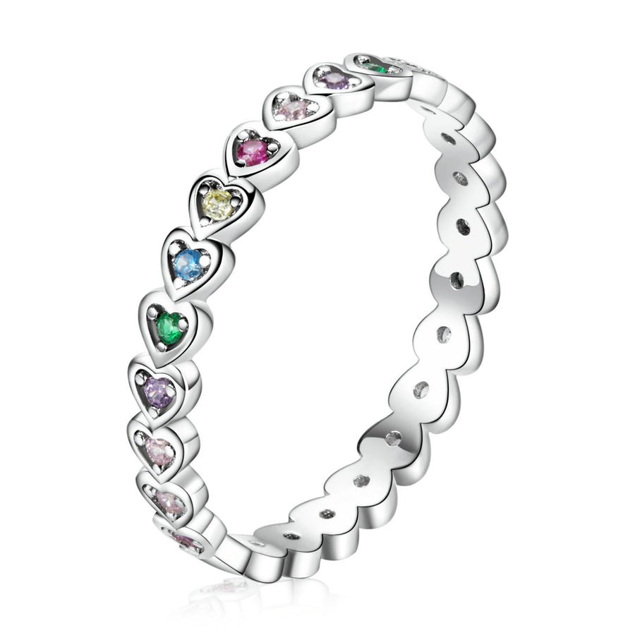 925 Sterling Silver & Platinum Plated 0.29cm CZ Ring for Women Size 6.0
