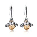 925 Sterling Silver Earrings with Oxidized Finish and Pavé Setting CZ