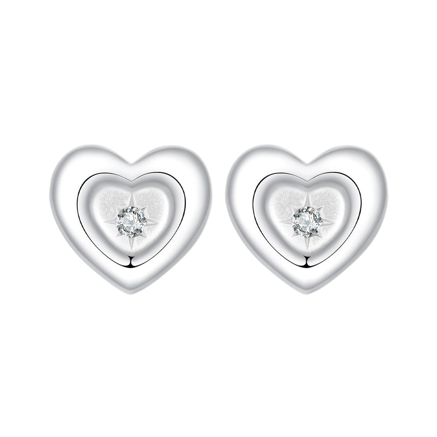 925 Sterling Silver White Gold Plated CZ Earrings