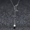 925 Sterling Silver Necklace 47cm with Moon Pendant for Women