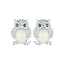 925 Sterling Silver Plated Platinum Luminous Stone Earrings 10*8mm for Women