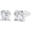 925 Sterling Silver White Gold Plated 0.7x0.7cm Pavé CZ Earrings for Women