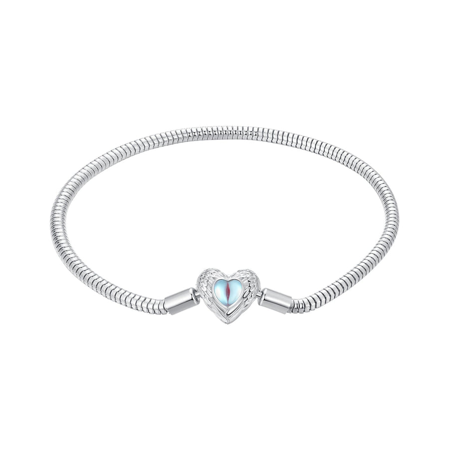 925 Sterling Silver Moonstone Bracelet 17.0 cm with White Gold Plating for Women