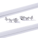 925 Sterling Silver Earrings - 1.4x0.5 cm - Platinum Plated for Women