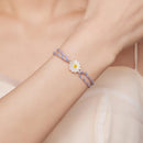 925 Sterling Silver Plated Platinum Deep Seashell Bracelet 24cm Adjustable for Women