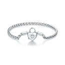 925 Sterling Silver Bracelet with CZ in Pavé Setting, 17.0 Size, Platinum Plated for Women