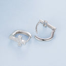 925 Sterling Silver Hoop Earrings with Pavé Setting CZ, 1.3x0.8cm, for Women