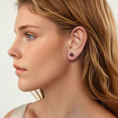 925 Sterling Silver Enamel Plated White Gold Earrings 0.7*1cm for Women